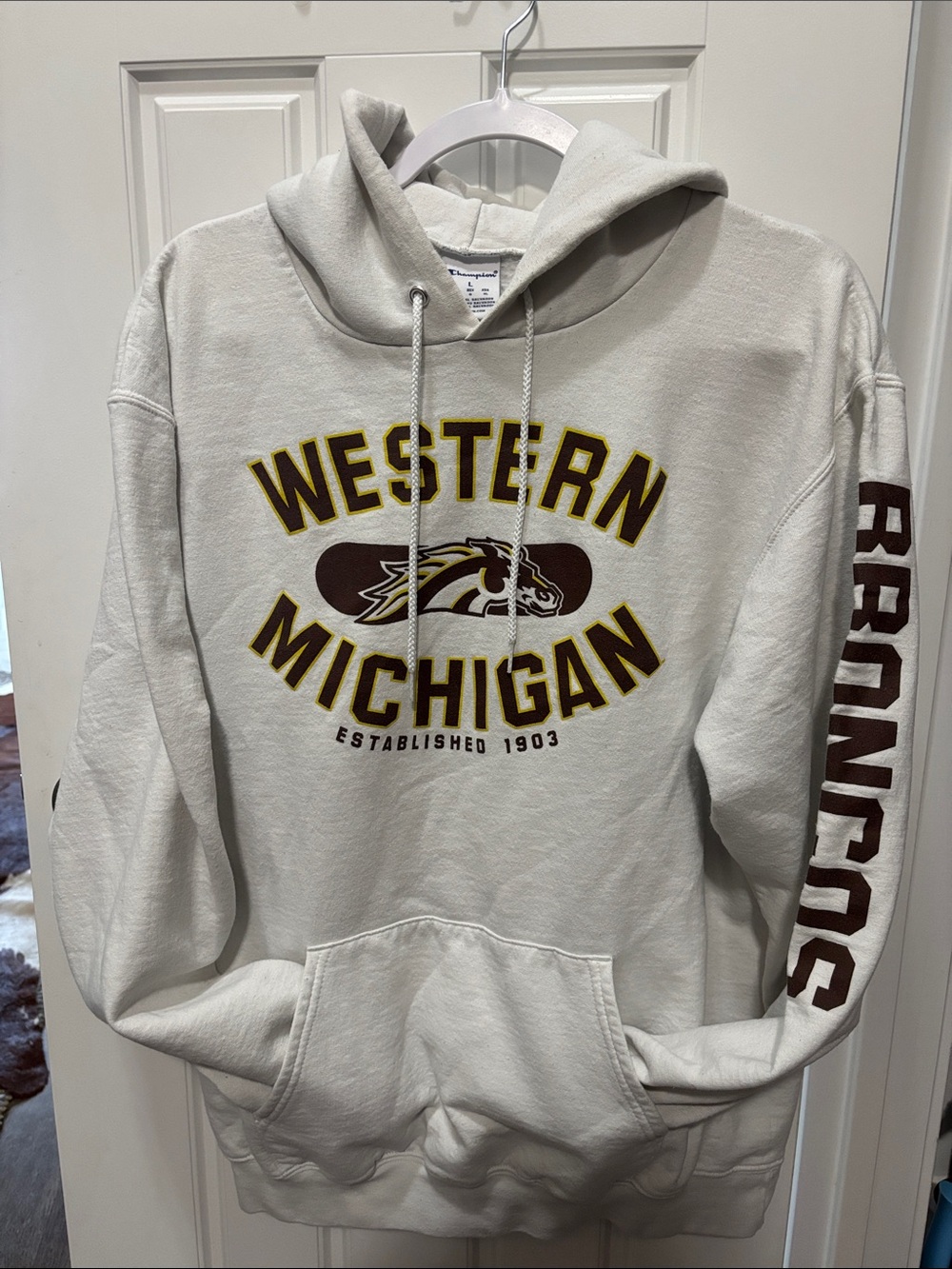 Champion Western Michigan Broncos White Pullover Hoodie Sweatshirt
